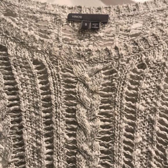 Vince brand, grey, cream cable knit sweater - Picture 3 of 6